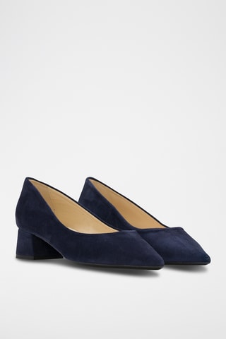 Nubuck Ballerina's met Hak Alessandra - Marineblauw