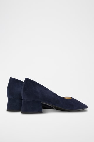 Nubuck Ballerina's met Hak Alessandra - Marineblauw
