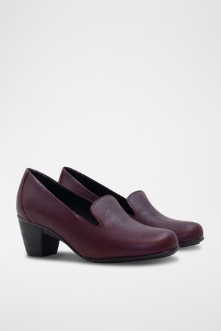 Leren Mocassins met Hak - Bordeauxrood