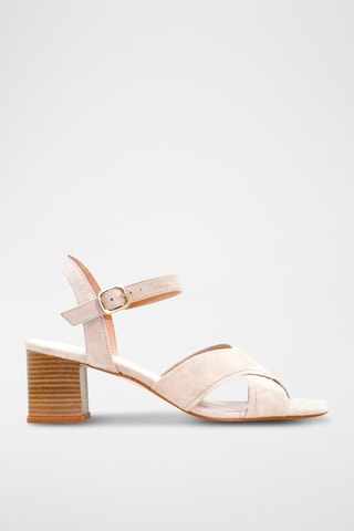 Nubuck Sandalen met Hak Asia - Beige
