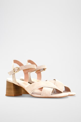 Nubuck Sandalen met Hak Asia - Beige
