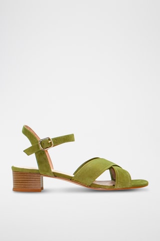 Nubuck Sandalen met Hak Martial - Kaki