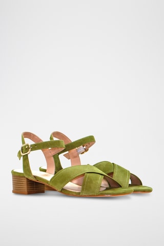 Nubuck Sandalen met Hak Martial - Kaki