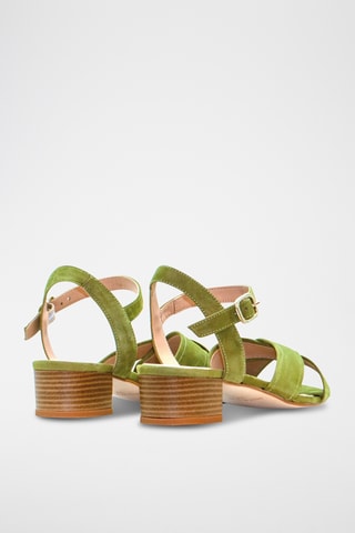 Nubuck Sandalen met Hak Martial - Kaki