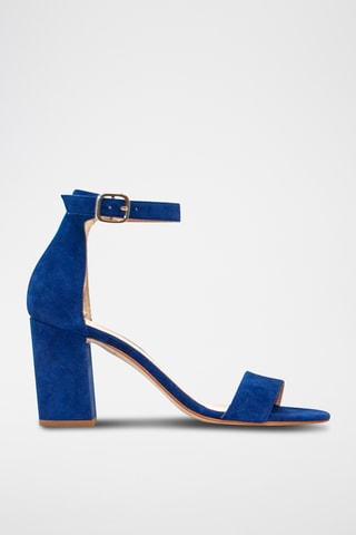 Nubuck Sandalen met Hak Enya - Marineblauw