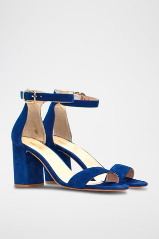 Nubuck Sandalen met Hak Enya - Marineblauw