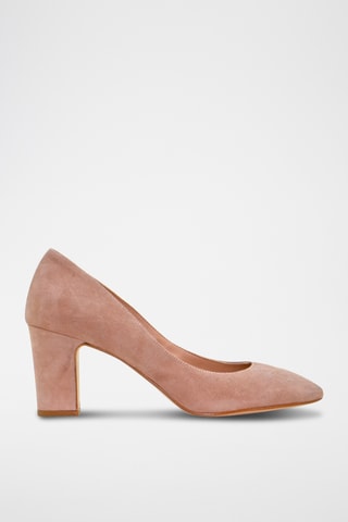Nubuck Pumps met Hak Dune - Nude