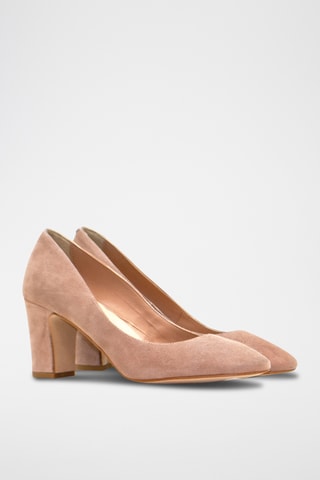 Nubuck Pumps met Hak Dune - Nude