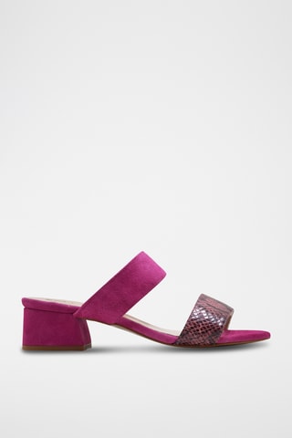 Nubuck Muiltjes met Hak - Fuchsia
