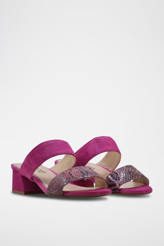 Nubuck Muiltjes met Hak - Fuchsia