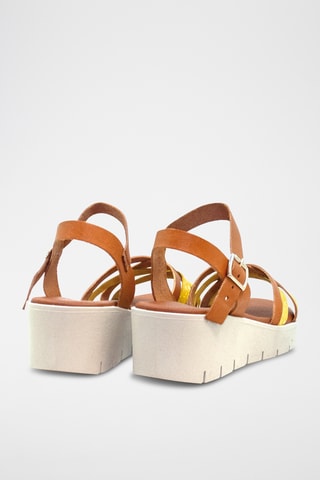 Leren Sandalen met Sleehak Lyon - Goudkleurig