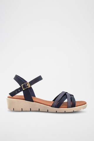Leren Sandalen met Sleehak Jena - Zwart