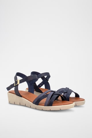 Leren Sandalen met Sleehak Jena - Zwart