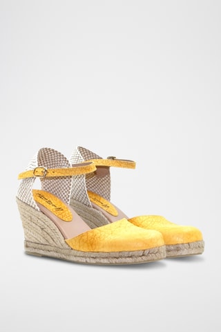 Leren Espadrilles met Sleehak Nuria - Geel