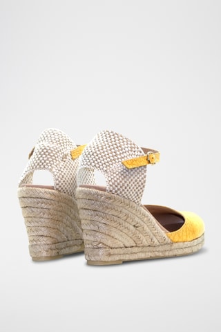 Leren Espadrilles met Sleehak Nuria - Geel