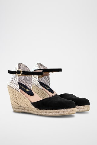 Nubuck Espadrilles met Sleehak Nuria - Zwart