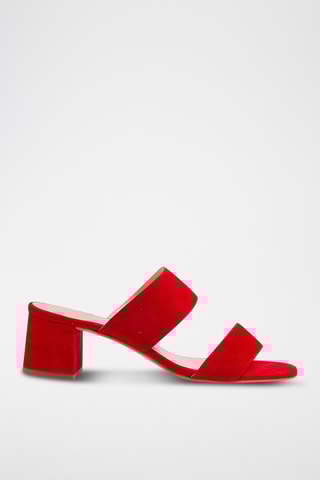 Nubuck Muiltjes met Hak - Rood