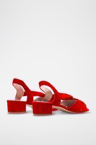 Nubuck Sandalen met Hak - Rood