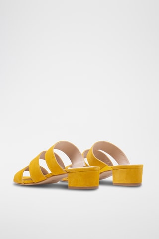 Nubuck Muiltjes met Hak - Geel