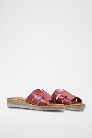 Leren Muiltjes met Sleehak - Rood