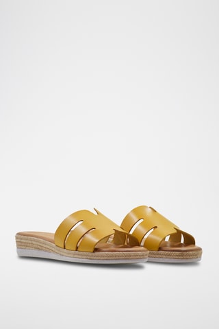 Leren Muiltjes met Sleehak - Geel