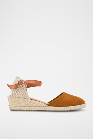 Nubuck Espadrilles met Sleehak - Bruin
