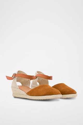 Nubuck Espadrilles met Sleehak - Bruin