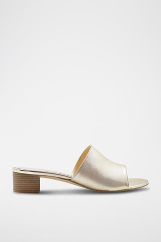 Leren Muiltjes met Hak - Goudkleurig