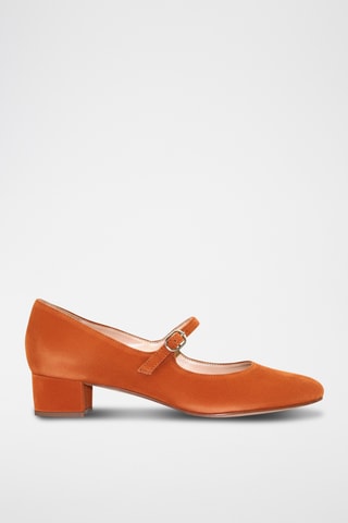 Nubuck Mary Janes met Hak - Rood