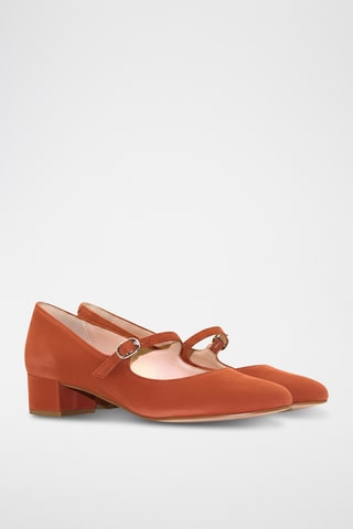 Nubuck Mary Janes met Hak - Rood
