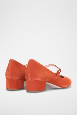 Nubuck Mary Janes met Hak - Rood