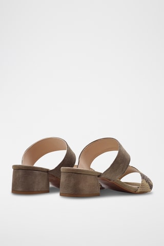 Nubuck Muiltjes met Hak - Taupe