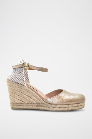 Leren Espadrilles met Sleehak Nuria - Goudkleurig