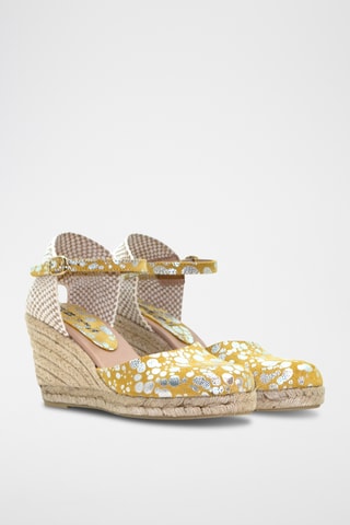 Nubuck Espadrilles met Sleehak Nuria - Geel