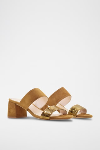 Nubuck Muiltjes met Hak - Bruin