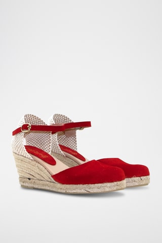 Nubuck Espadrilles met Sleehak Nira - Rood