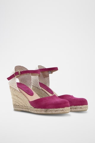 Nubuck Espadrilles met Sleehak Nuria - Fuchsia