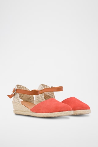 Nubuck Espadrilles met Sleehak - Rood