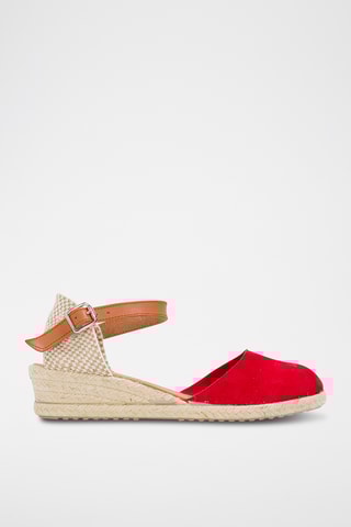 Nubuck Espadrilles met Sleehak - Rood
