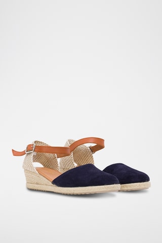 Nubuck Espadrilles met Sleehak - Marineblauw