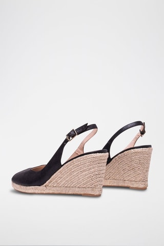 Leren Espadrilles met Sleehak - Zwart
