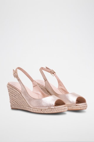 Leren Espadrilles met Sleehak - Goudkleurig