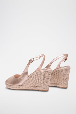Leren Espadrilles met Sleehak - Goudkleurig