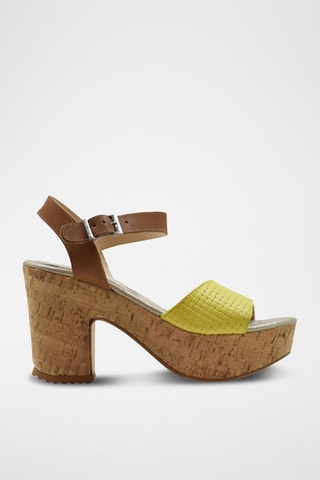 Leren Sandalen met Hak - Geel