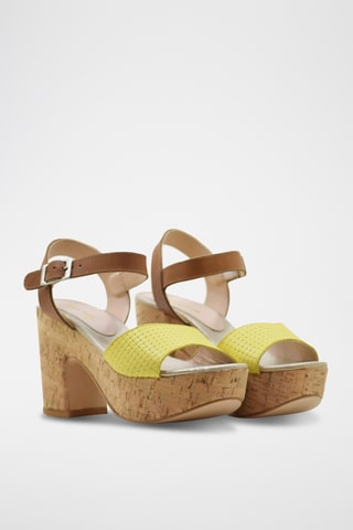 Leren Sandalen met Hak - Geel