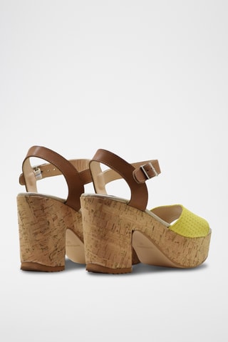 Leren Sandalen met Hak - Geel