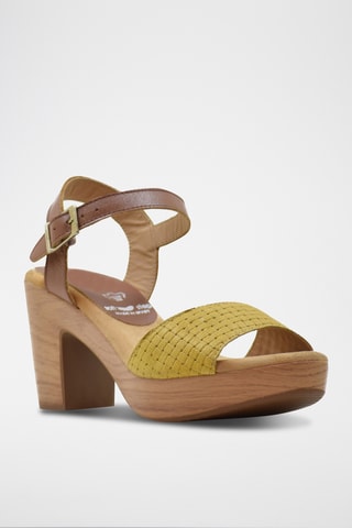 Leren Sandalen met Hak - Geel