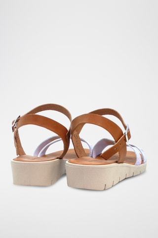 Leren Sandalen met Sleehak Pisa - Wit