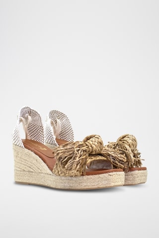 Leren Sandalen met Sleehak - Beige