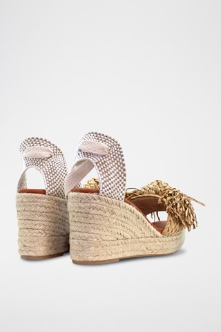 Leren Sandalen met Sleehak - Beige